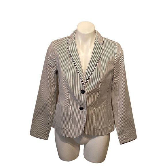 Talbots NWOT Blue And White Petite Striped Blazer Size 4P - Picture 1 of 7